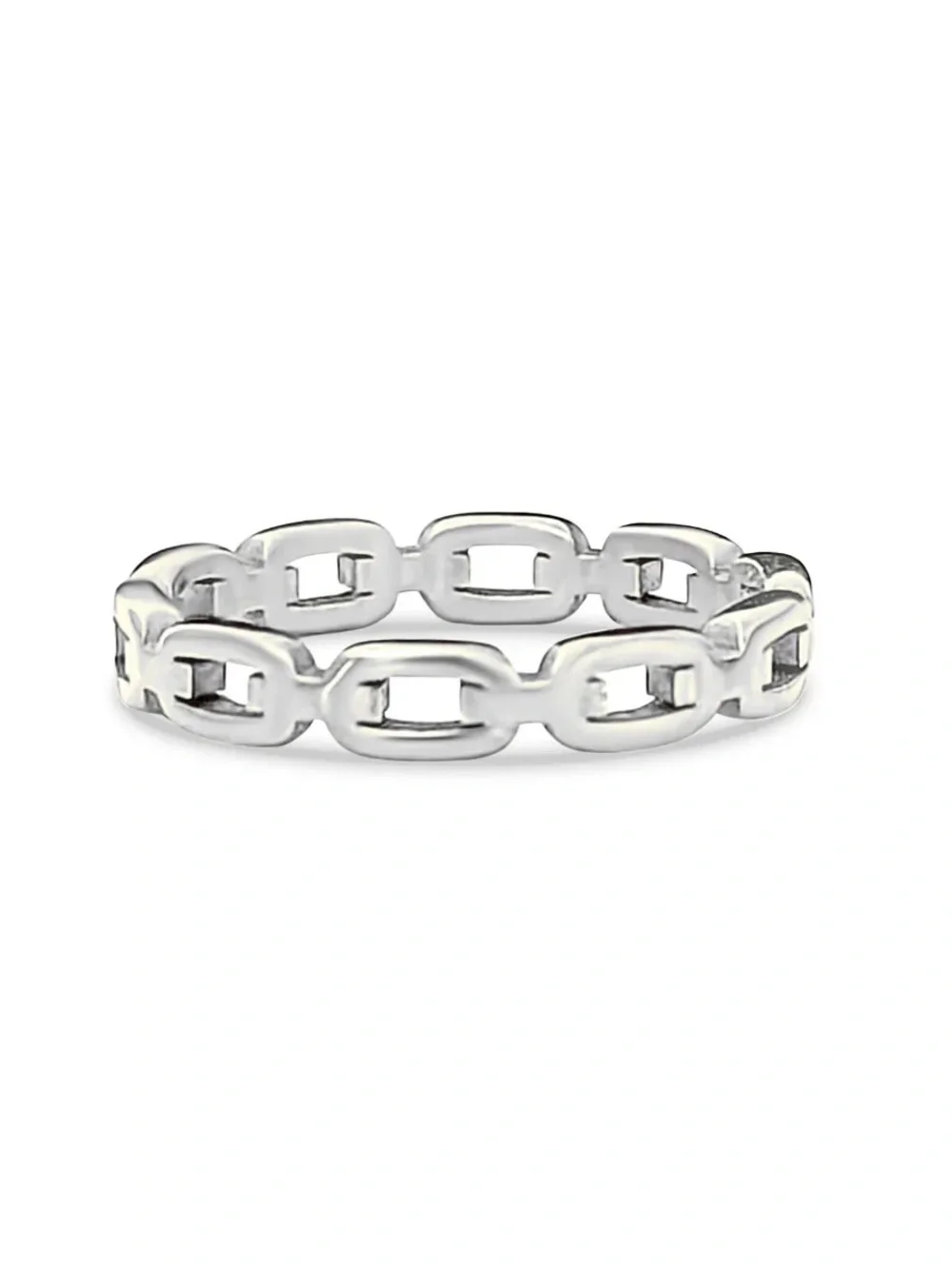 Silver Dainty Chain Ring, Minimalist Stackable Band